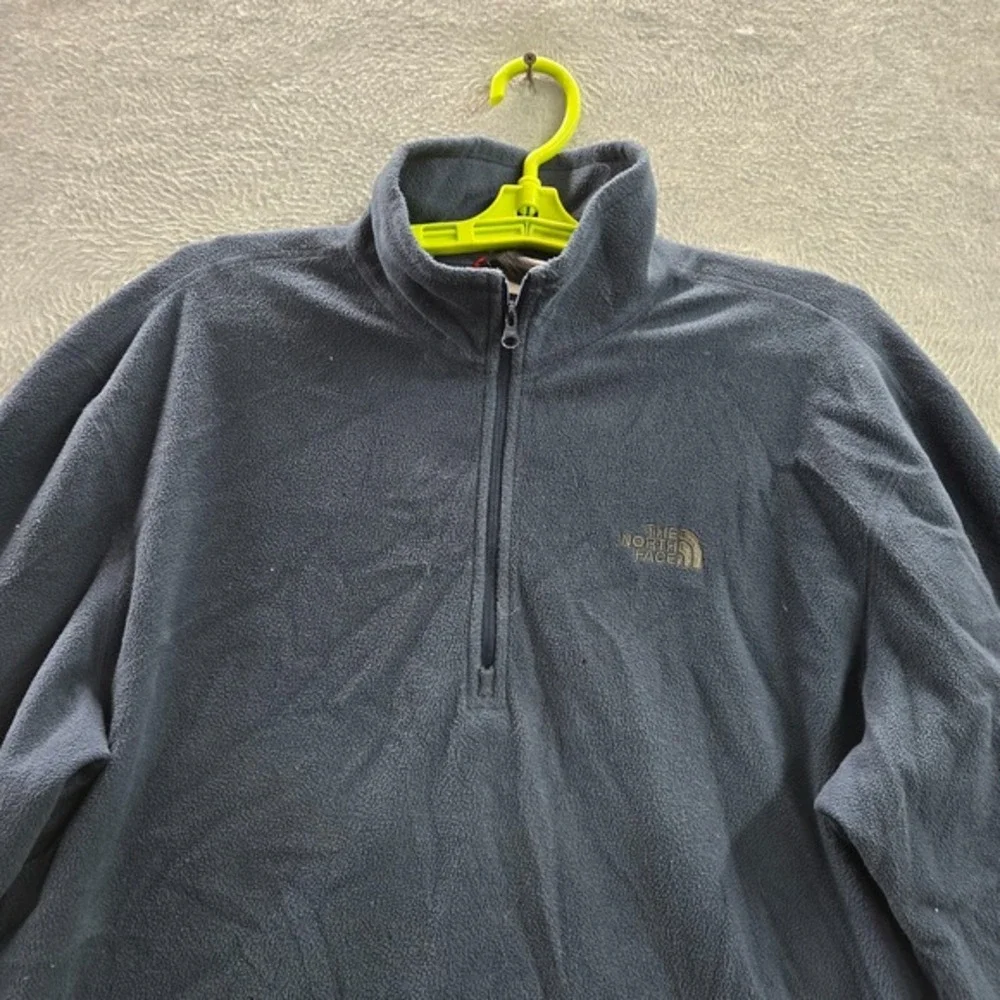 The North Face Men Sweater Medium Blue Fleece Logo 1/4 Zip‎ Mock Neck